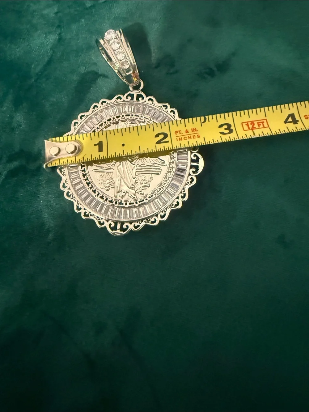 Sterling Silver Religious Medallion Pendant in Silver
